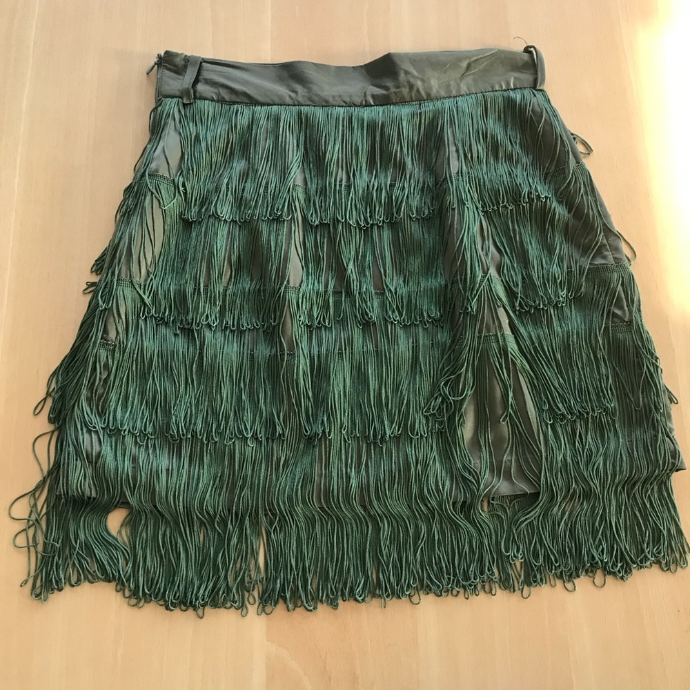 Flapper green fringe skirt.